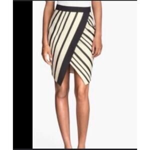 H&M Tulip Skirt Womens 4 Black White Stripe Straight Pencil Starch High Rise Zip